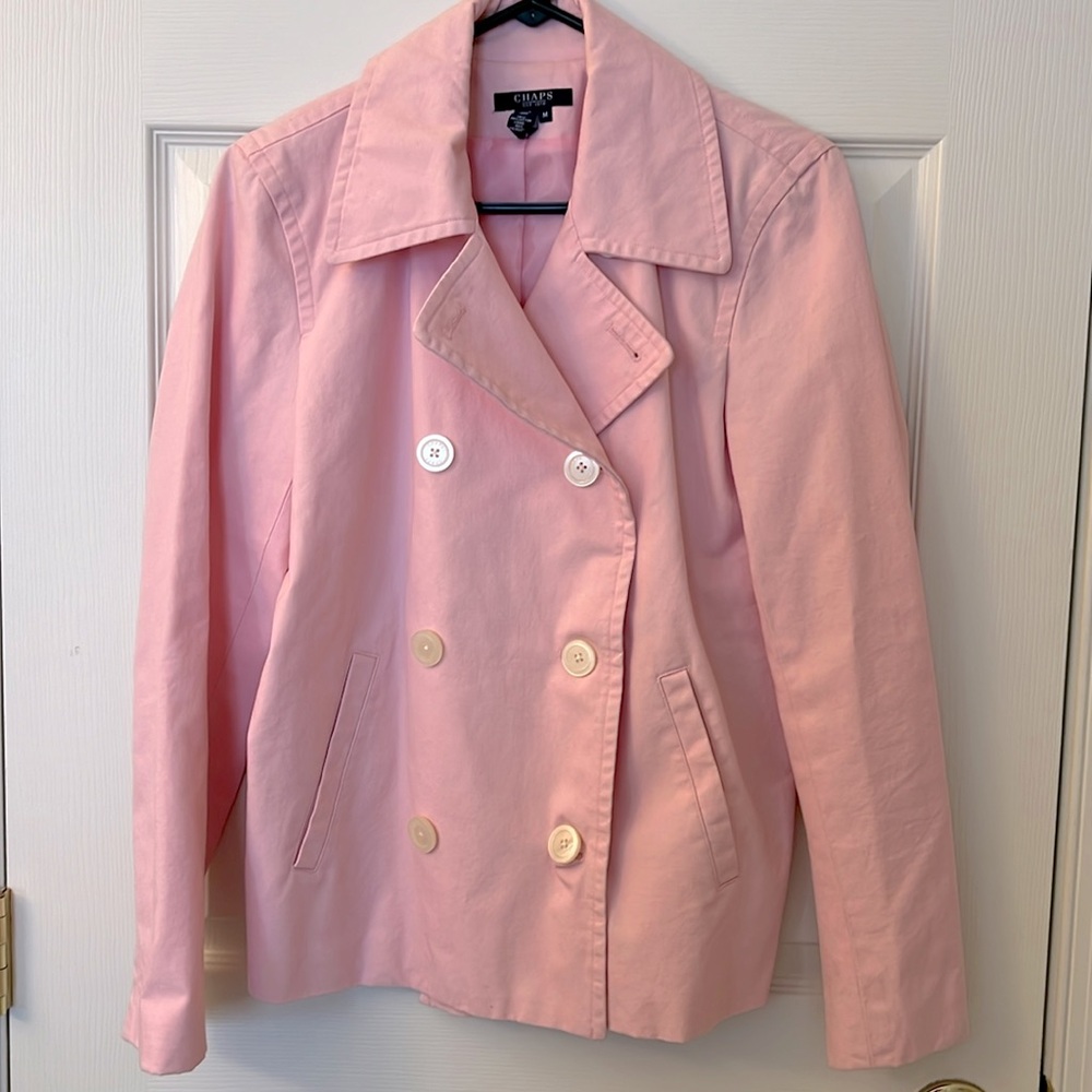 Women's Pink Short Double-Breasted Trench Coat
 - Size M